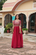 Teeya Creation Pink Color Faux Georgette Embroidery Work Fully Stitched Kurti | Grocsy