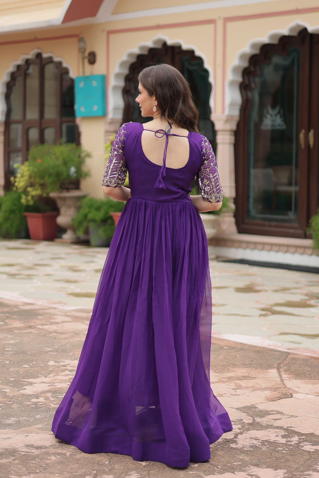 Teeya Creation Purple Color Faux Georgette Embroidery Work Fully Stitched Kurti | Grocsy