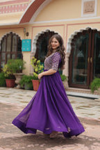 Teeya Creation Purple Color Faux Georgette Embroidery Work Fully Stitched Kurti | Grocsy