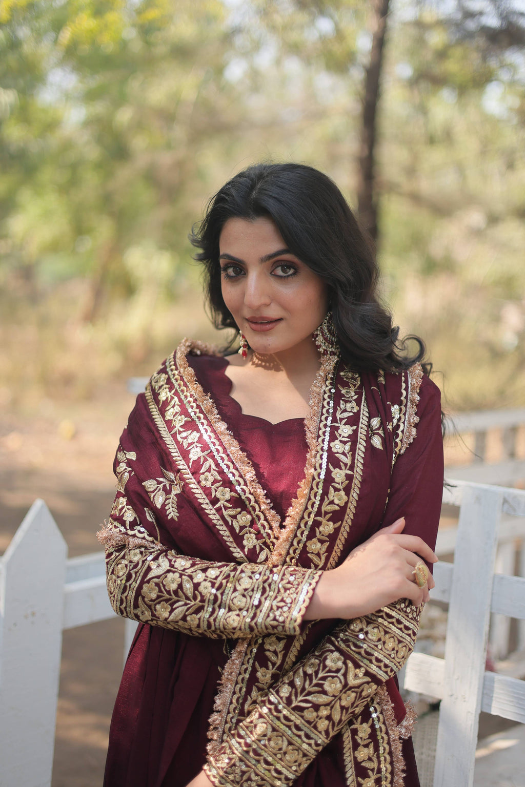 Teeya Creation Maroon Color Vichitra Simmar Silk Heavy Embroidery Work Fully Stitched Anarkali Gown | Grocsy