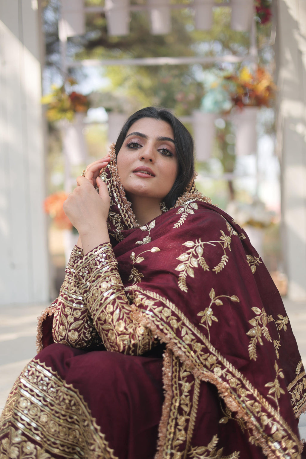 Teeya Creation Maroon Color Vichitra Simmar Silk Heavy Embroidery Work Fully Stitched Anarkali Gown | Grocsy
