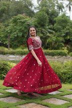 Teeya Creation Maroon Color Faux Georgette Embroidery Work Fully Stitched Kurti | Grocsy