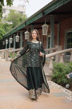 Teeya Creation Green Color rangoli Silk Heavy Sequence And Embroidery Work Fully Stitched Plazo Pair | Grocsy