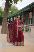 Teeya Creation Maroon Color rangoli Silk Heavy Sequence And Embroidery Work Fully Stitched Plazo Pair | Grocsy