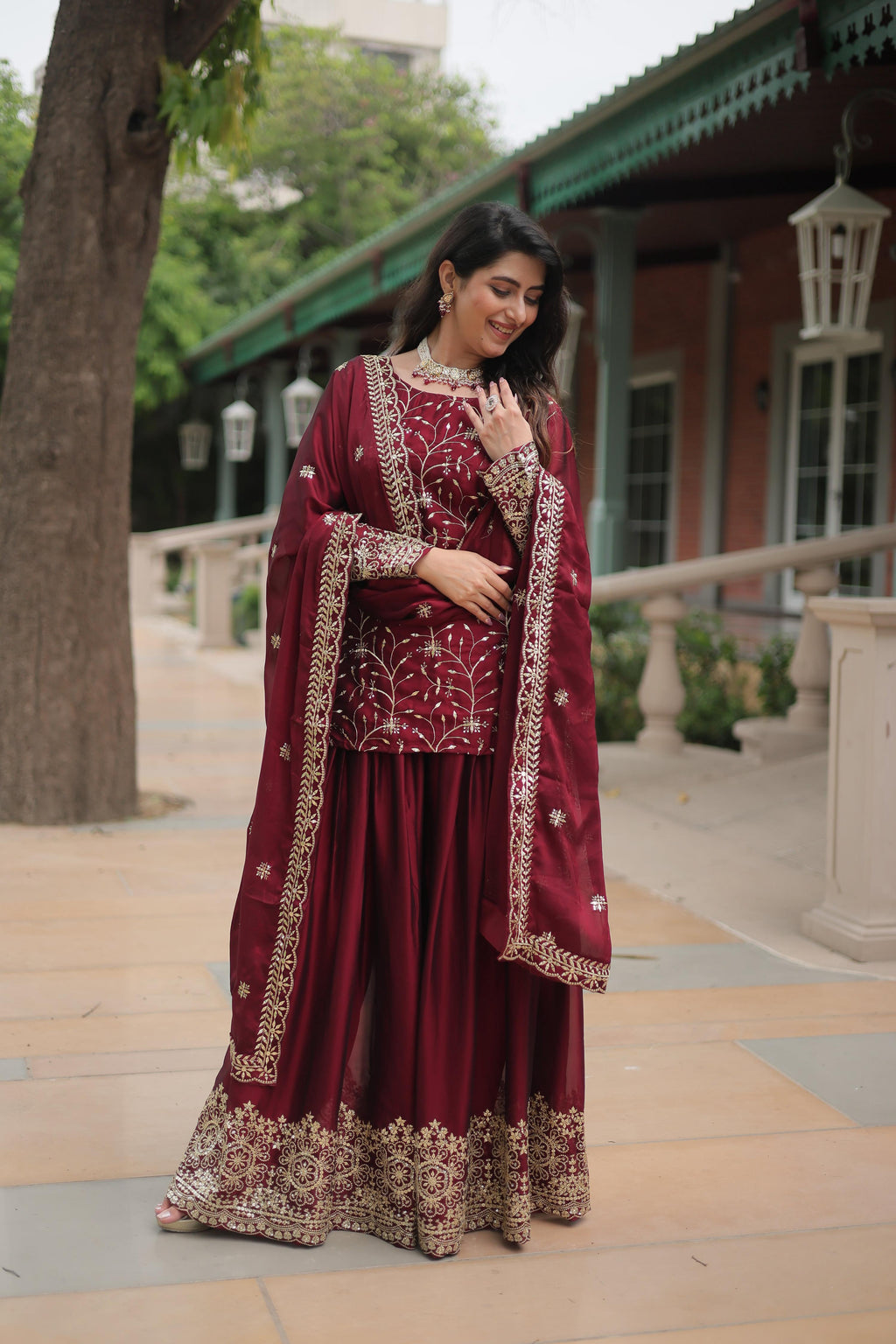Teeya Creation Maroon Color rangoli Silk Heavy Sequence And Embroidery Work Fully Stitched Plazo Pair | Grocsy