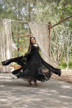 Teeya Creation Black Color Faux Georgette Heavy Embroidery Work Dupatta Fully Stitched Gown | Grocsy