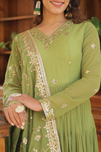 Teeya Creation Green Color Faux Georgette Heavy Work Fully Stitched Gown | Grocsy