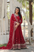 Teeya Creation Maroon Color Faux Georgette Heavy Work Fully Stitched Gown | Grocsy