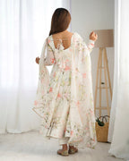 Teeya Creation Off White Color Soft Organza Silk Digital Printed Fully Stitched Anarkali Gown | Grocsy