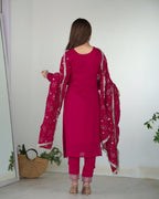Teeya Creation Pink Color Rangoli Silk Heavy Embroidery Work Fully Stitched Kurta Set | Grocsy
