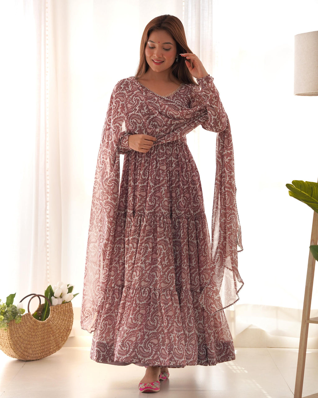 Teeya Creation Multi Color Faux Georgette Digital Printed Anarkali Style Fully Stitched Gown | Grocsy