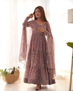 Teeya Creation Multi Color Faux Georgette Digital Printed Anarkali Style Fully Stitched Gown | Grocsy