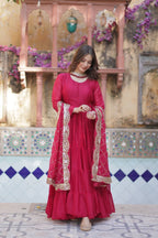 Teeya Creation Pink Color Star Georgette 15 Meter Flari Fully Stitched Gown | Grocsy