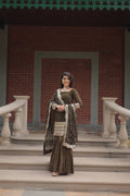 Teeya Creation Mehndi Color Faux Georgette Heavy Embroidery Work Fully stitched gharara set | Grocsy