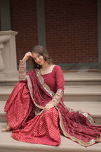 Teeya Creation Maroon Color Faux Georgette Heavy Embroidery Work Fully stitched gharara set | Grocsy