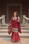 Teeya Creation Maroon Color Faux Georgette Heavy Embroidery Work Fully stitched gharara set | Grocsy