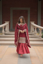 Teeya Creation Maroon Color Faux Georgette Heavy Embroidery Work Fully stitched gharara set | Grocsy