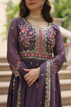 Teeya Creation Plum Color Faux Georgette Heavy Work Fully Stitched Sharara Set | Grocsy