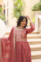 Teeya Creation Peach Color Faux Georgette Heavy Work Fully Stitched Sharara Set | Grocsy