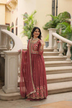 Teeya Creation Peach Color Faux Georgette Heavy Work Fully Stitched Sharara Set | Grocsy