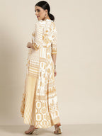 Juniper Mustard Printed Rayon Lacy Maxi Dress With Mirror Embroidered Neckline & Tassels At Waist | Grocsy