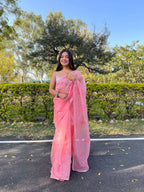 Vamsee Pink Organza Saree | Grocsy