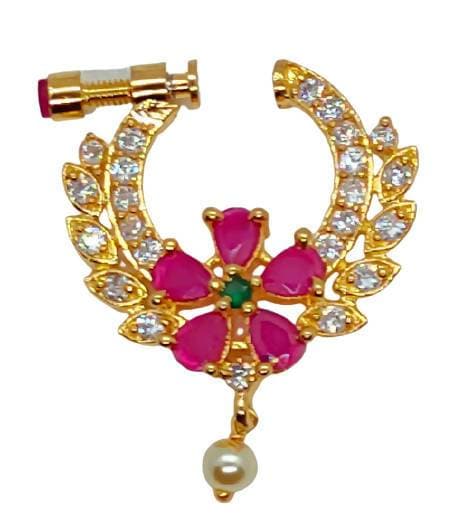 Multicolor AD Floral Nose Ring | Grocsy