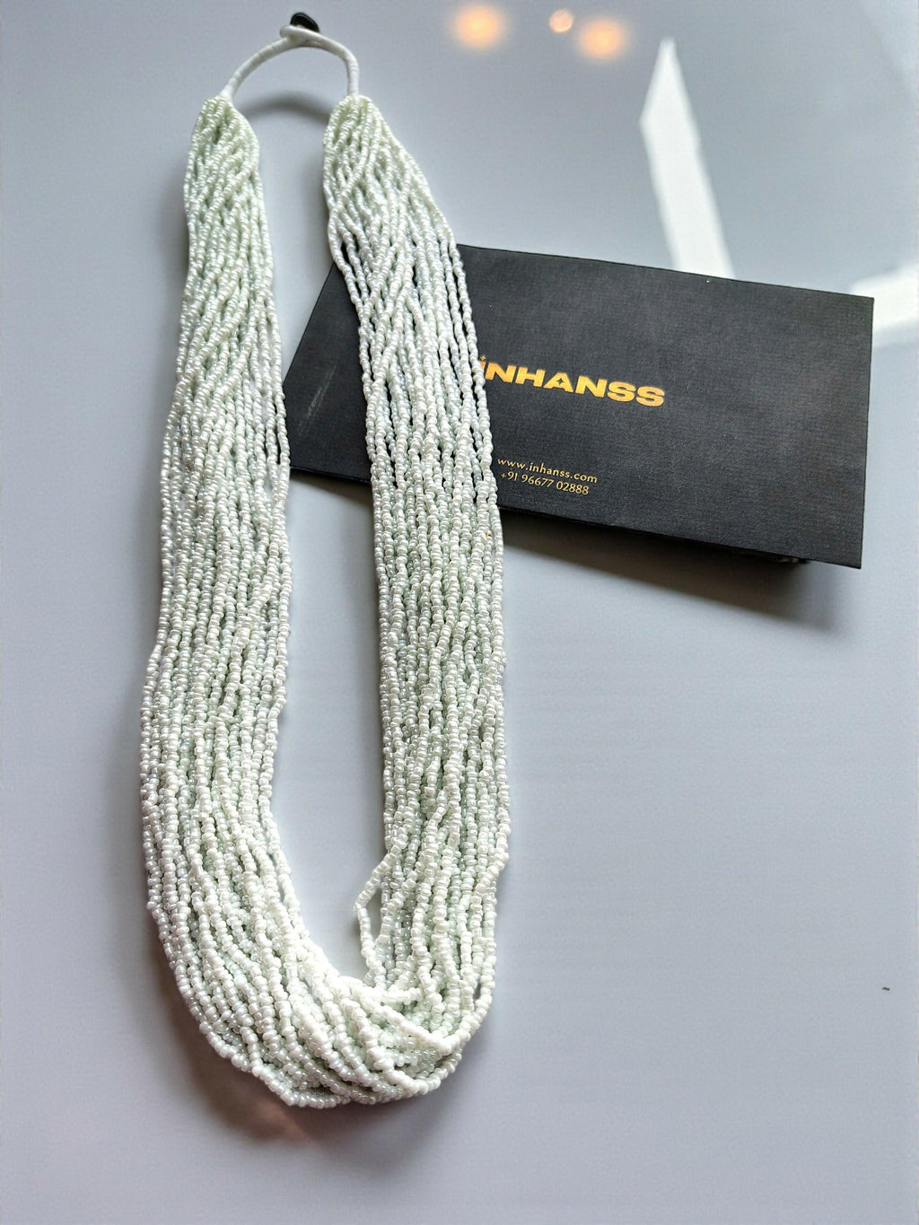 Inhanns Rangsaaz 20-Layer Luxe Long Beaded Only Necklace - White Long Only Necklace | Grocsy