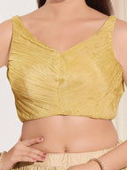 Joban Fashion Gold Tissue Padded Blouse With Sweetheart Neck Sleeveless | Grocsy