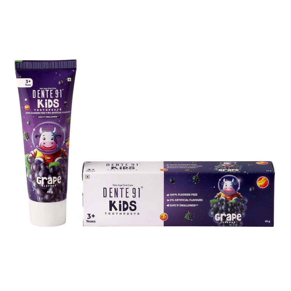 Dente91 Kids Toothpaste Protects Against Dental Caries & Hypersensitivity Fluoride Free Grape Flavour | Grocsy