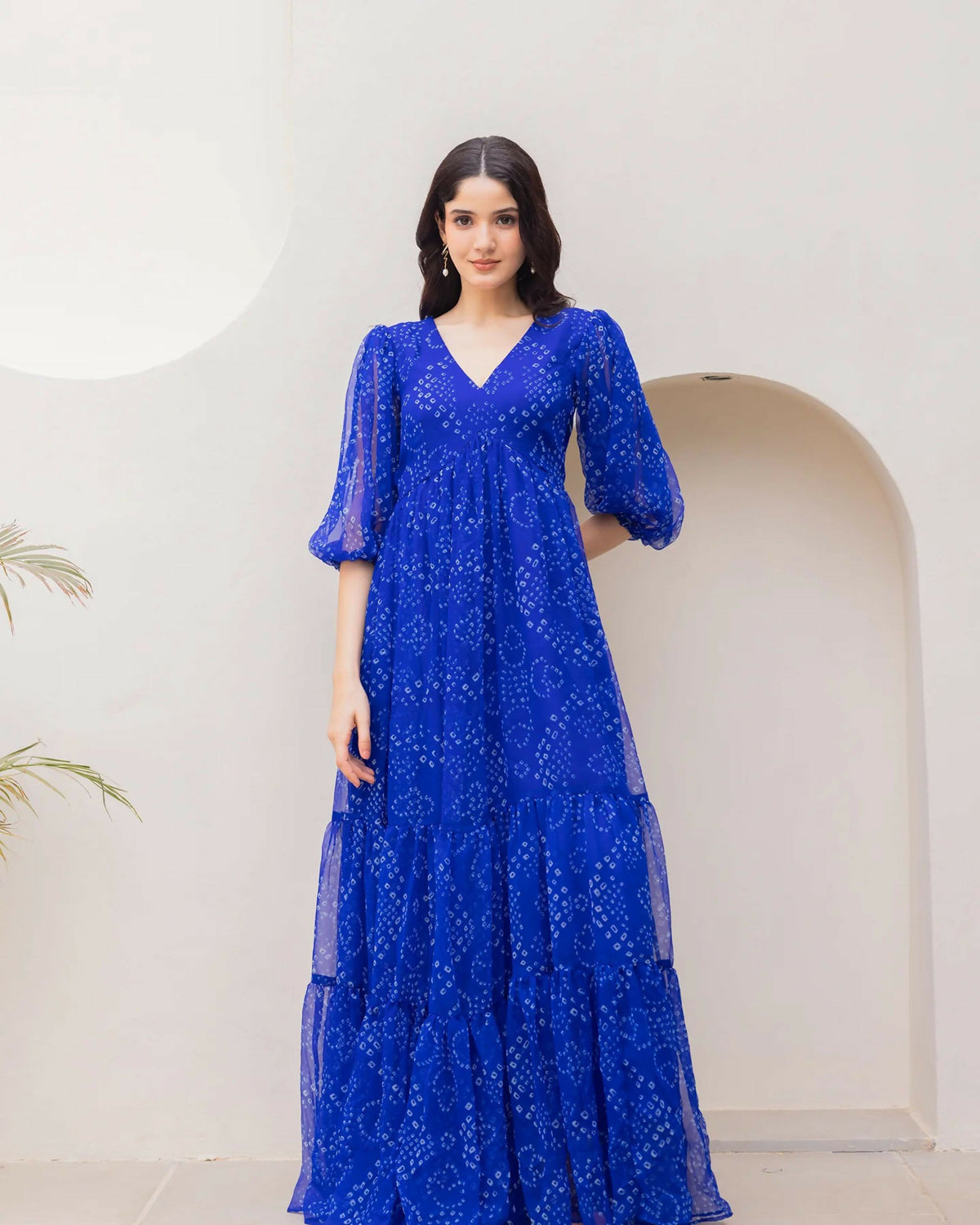 Aayaa Designer crape hand work Multi indo western - Blue | Grocsy