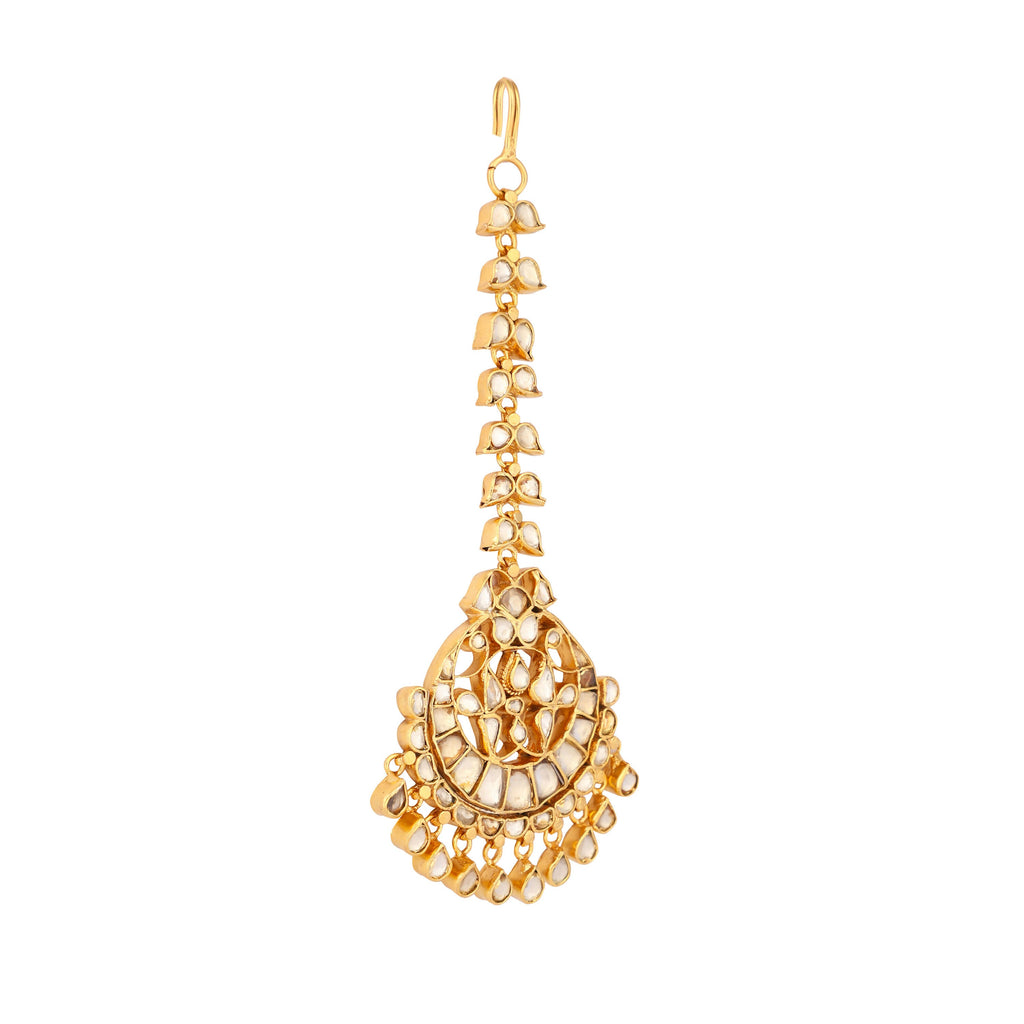 Nuyug 22K Gold-Plated Kundan Studded Maang Tikka Head Jewellery | Grocsy