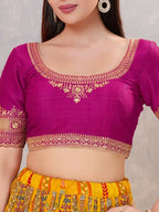 Joban Fashion Women Silk Purple Stitched Blouse | Grocsy
