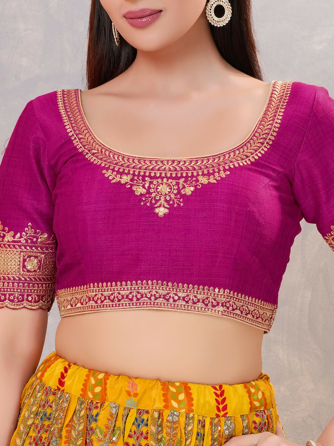 Joban Fashion Women Silk Purple Stitched Blouse | Grocsy