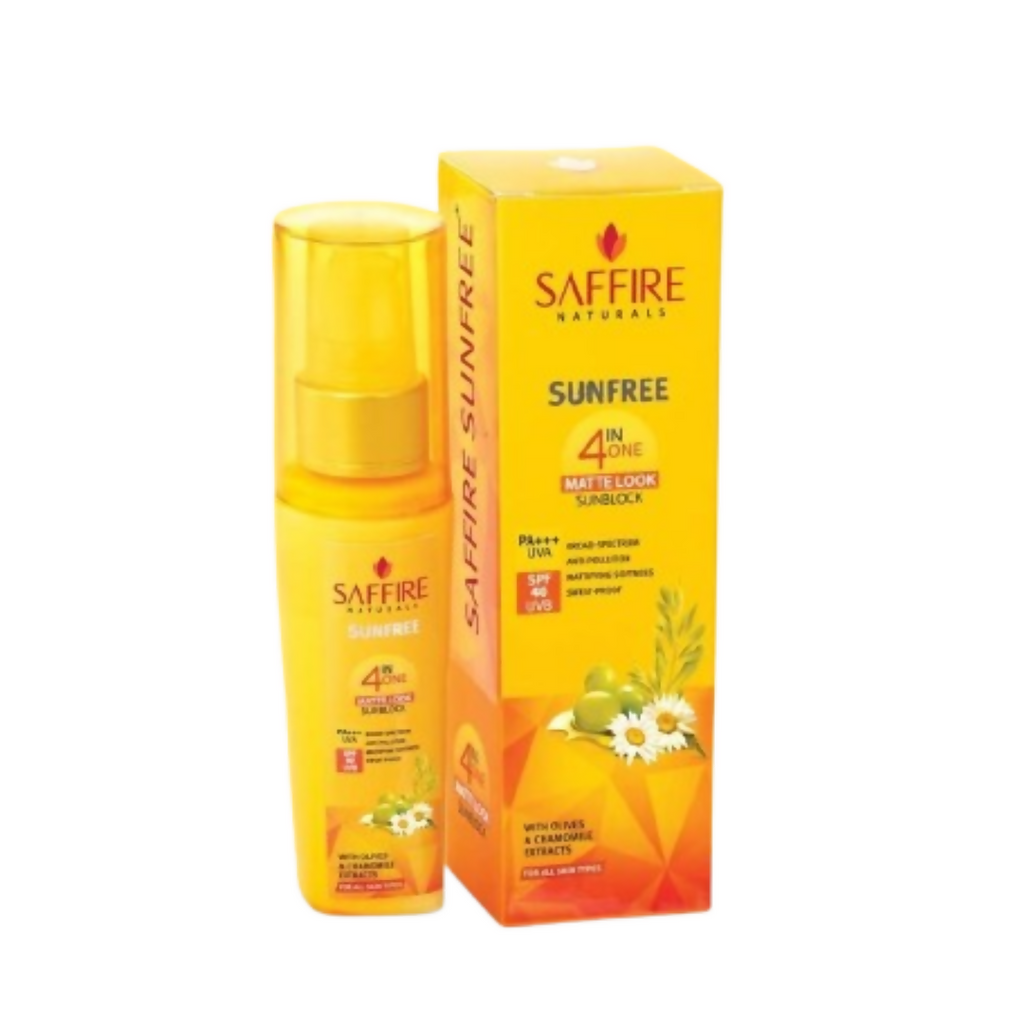 Saffire Naturals 4-In-One SunFree Matte Look SunBlock SPF 40 | Grocsy