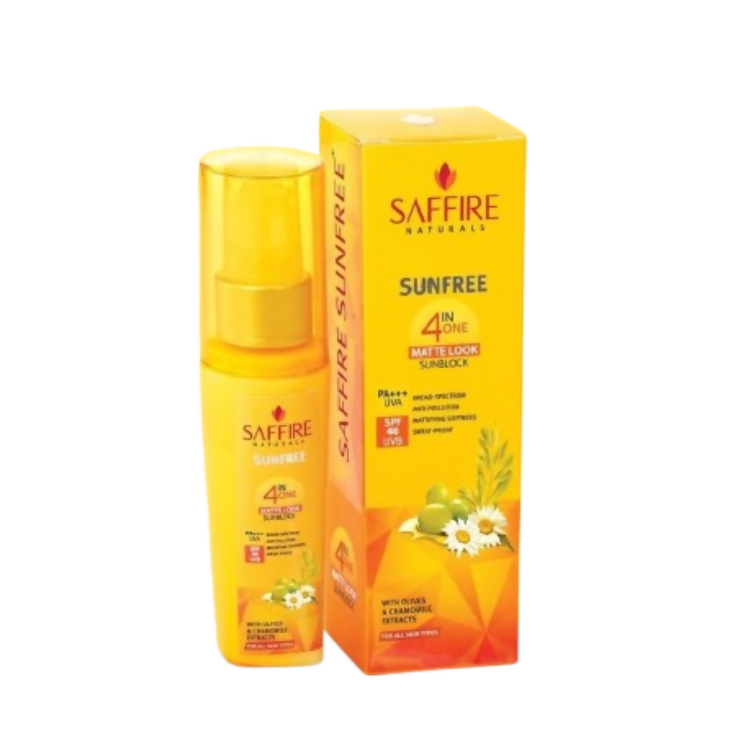 Saffire Naturals 4-In-One SunFree Matte Look SunBlock SPF 40 | Grocsy