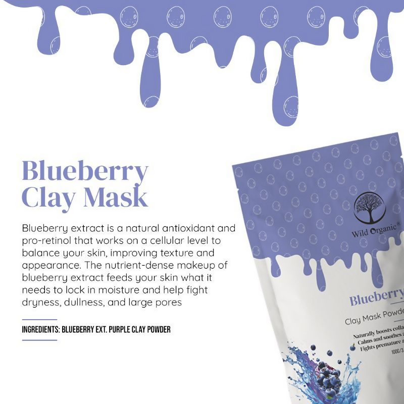 Wild Organic Blueberry Clay Mask Powder | Grocsy