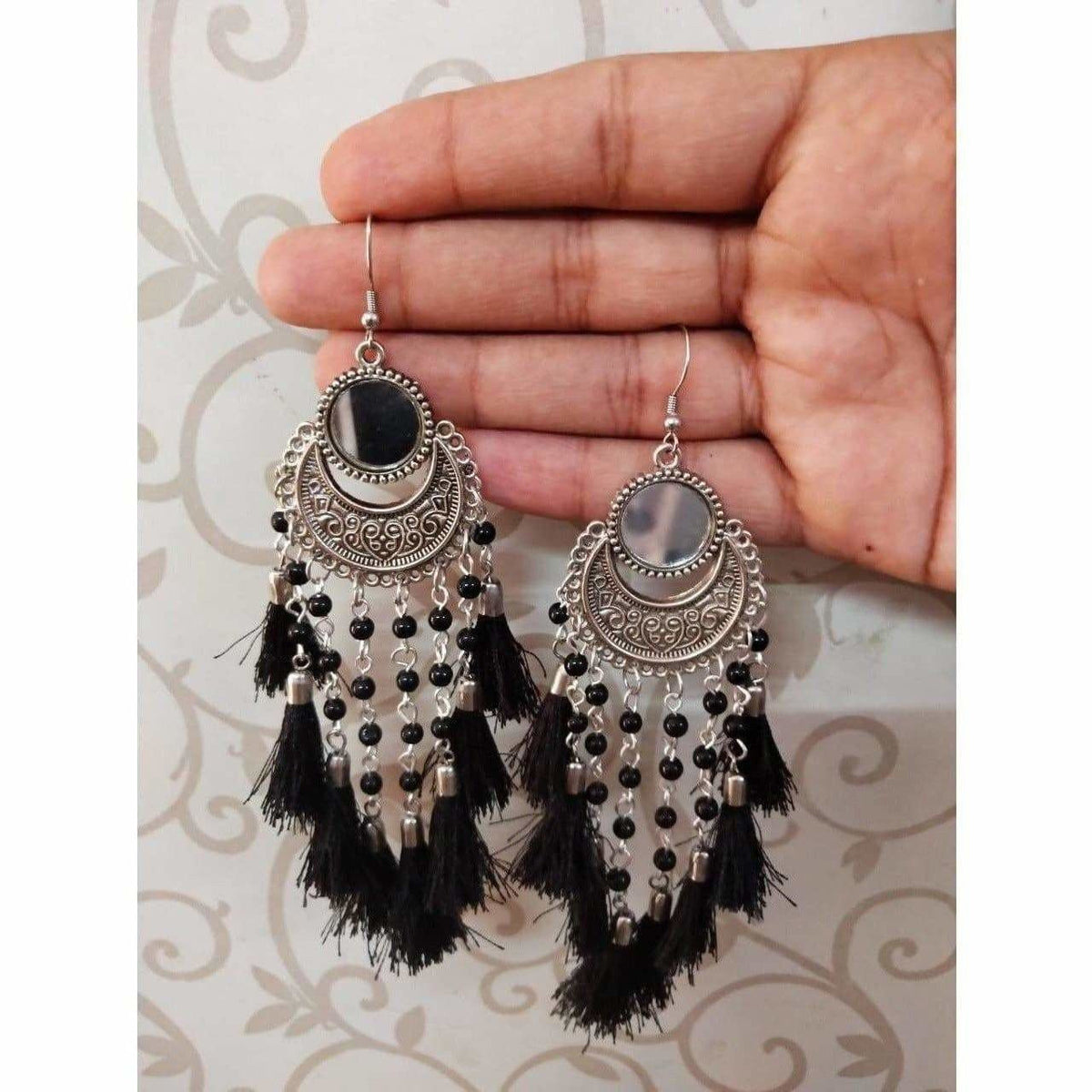 MS Fashion India Alloy Black Color Metal Drops And Danglers Chandbali Earrings | Grocsy
