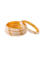 NVR Women Set of 2 Gold-Polished Traditional Pearls Beaded Bangles | Grocsy