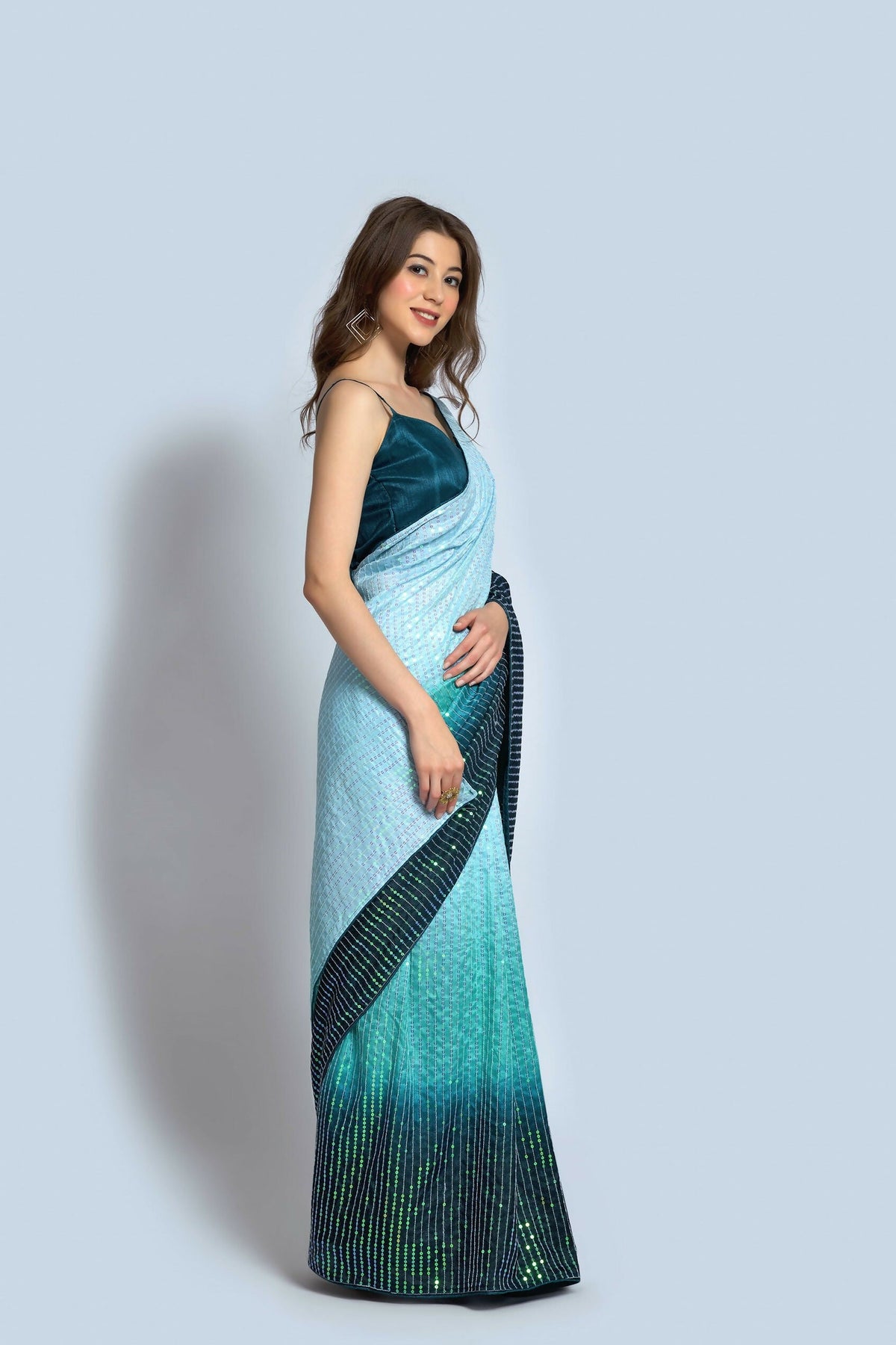 Vegaa Fashion Sky Blue Vichitra Silk Embroidered Party Wear Saree | Grocsy