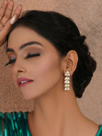 Long Kundan Earrings (silver) - Ruby Raang | Grocsy