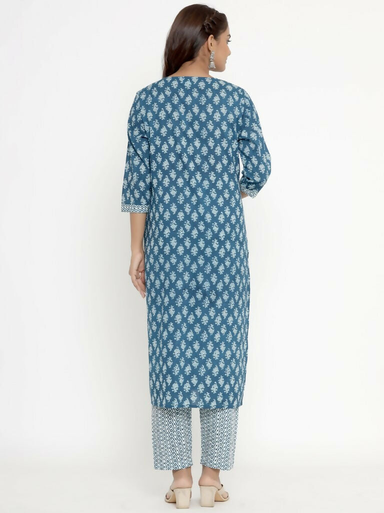 Miravan Women's Pure Cotton Straight Kurta And Palazzo Set | Grocsy