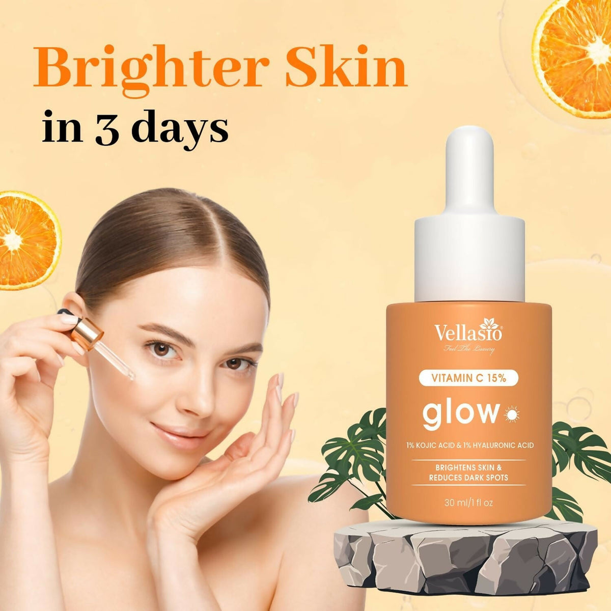 Vellasio 15% Vitamin C Serum with Hyaluronic Acid & Kojic Acid | Grocsy