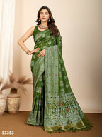 Mahendi Soft Silk Woven Meenakari Designer Saree - Vedanti | Grocsy