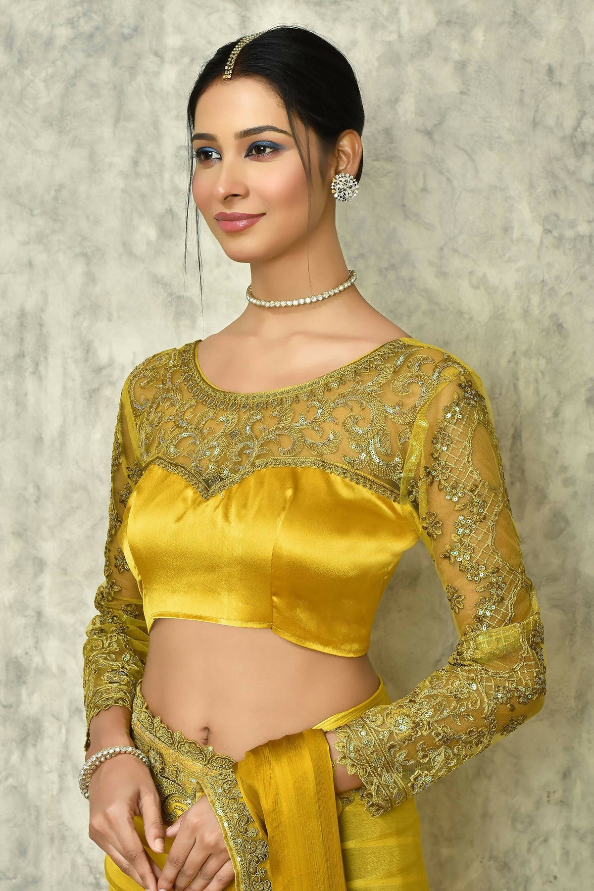 Mustard Silk Solid Designer Saree with Blouse - Purvi | Grocsy