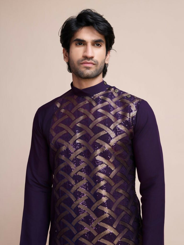 Vastranavya Traditional Festival Wear Pure Silk Thread & Sequence Embroidered Work Kurta | Grocsy