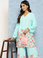 Ahalyaa Women's Traditional wear Co-ords - Blue | Grocsy
