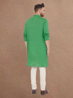 Even Apparels Men's Pintuck Fancy Green Kurta | Grocsy