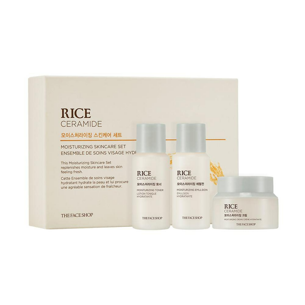 The Face Shop Rice & Ceramide Moisturizing Skincare Set Kit | Grocsy
