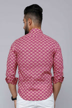 Miravan Men's Pink Regular Fit Floral Printed Cotton Casual Shirt | Grocsy